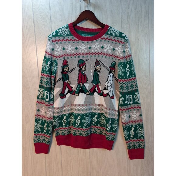 Ugly Christmas Sweater Other - The Beatles Ugly Christmas Sweater Size Small Green Elf Abbey Road Festive Fun